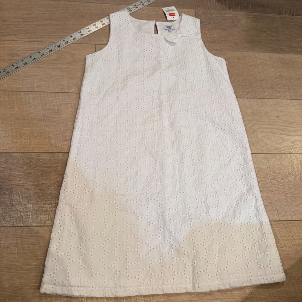 Girls Crown & Ivy White Sleeveless Eyelet Shift Dress Size 12 NEW